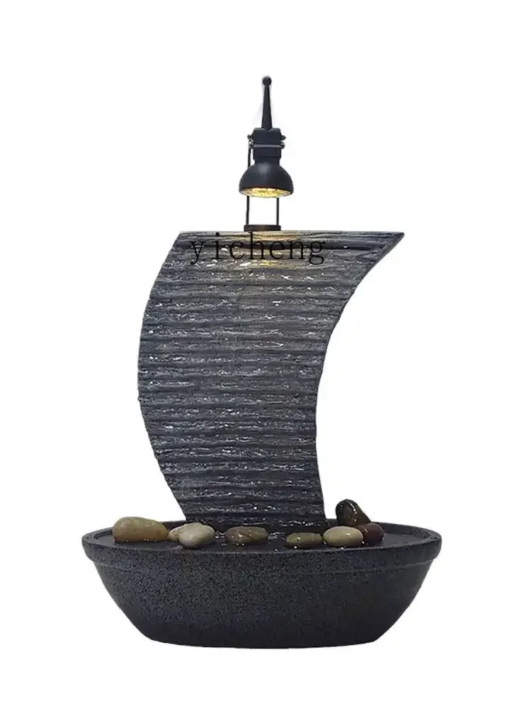 Tqh Lucky Flowing Water Ornaments Circulating Water Modern Simple and Light Luxury Home Office Desk Surface Panel Decorative