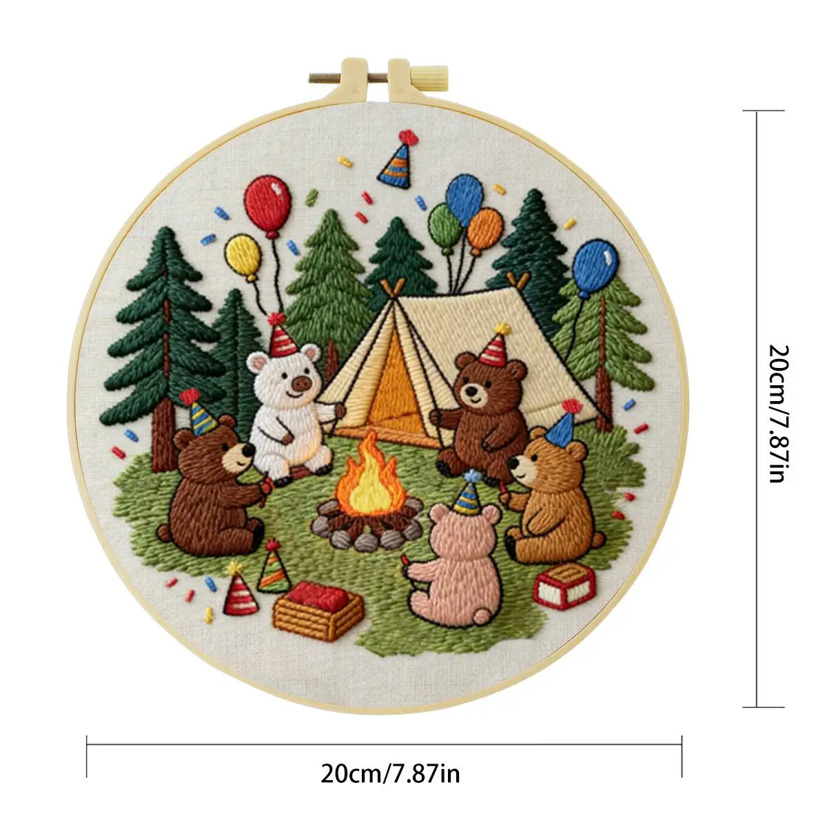 1 Stück 20X20CM/15X15CM 7,87/6,3 Zoll Wald-Stickerei-Starter-Kit DIY-Kit DIY-Stickerei-Set Handarbeiten Malerei – Detail 3