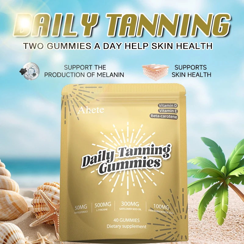 

Ahete Tanning Gummies With Tyrosine Vitamins & Carotenoids - Supports Natural Light Beige Tanning Process & Skin Health Vegetari