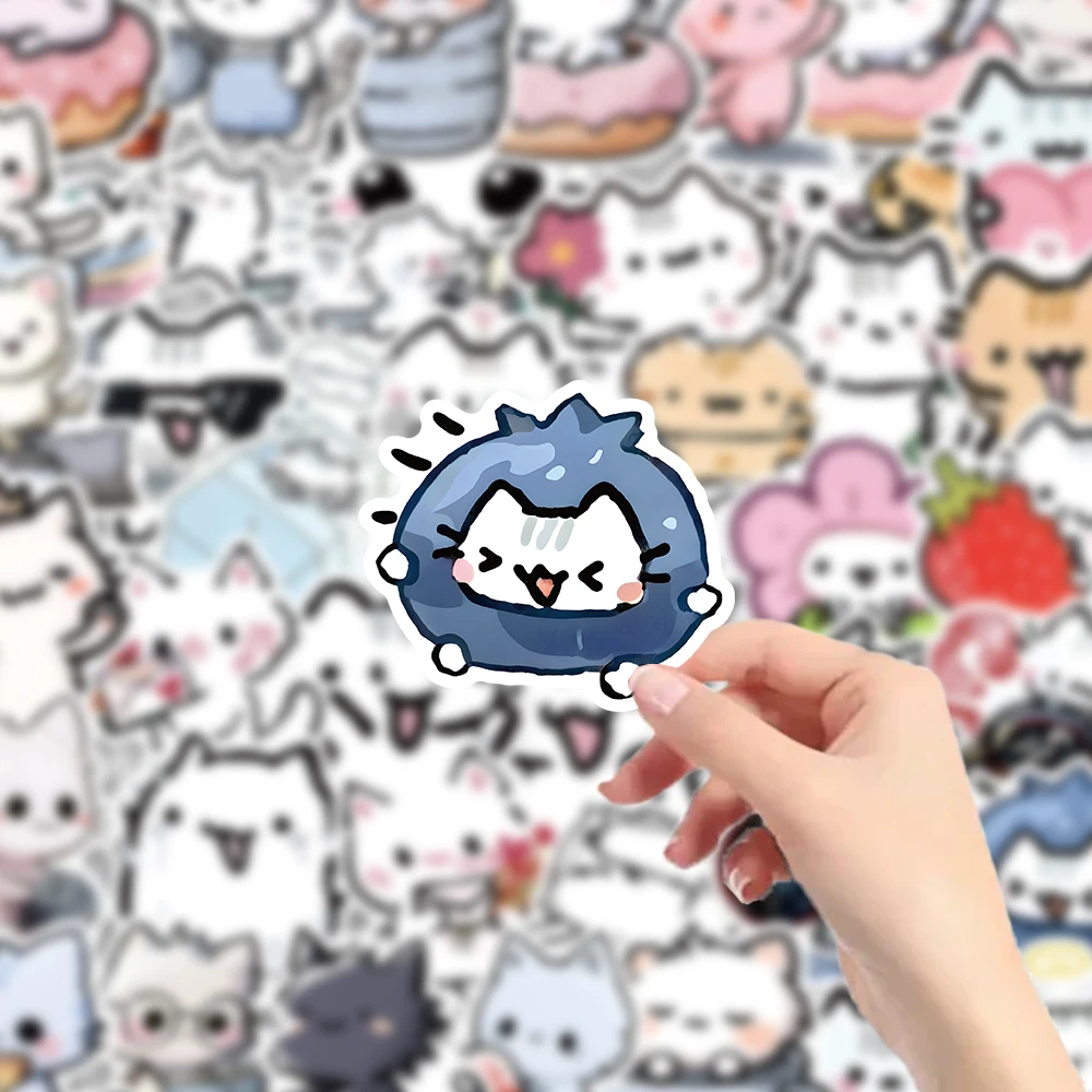 54 adesivi per gatti pastello Kawaii - Decalcomanie per gattini simpatici cartoni animati per diario, bottiglia d'acqua e arredamento estetico della stanza