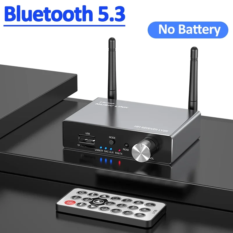 BT5.3 Transmitter Receiver Bluetooth Stereo Low Latency AUX 3.5mm Optical Wireless Music Audio Adapter Remote Control For TV PC