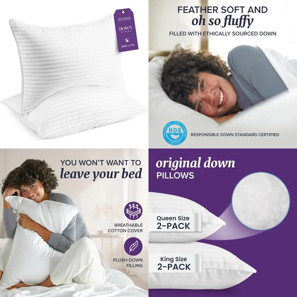 

Luxurious King Size Feather Down Pillows from Beckham Hotel Collection