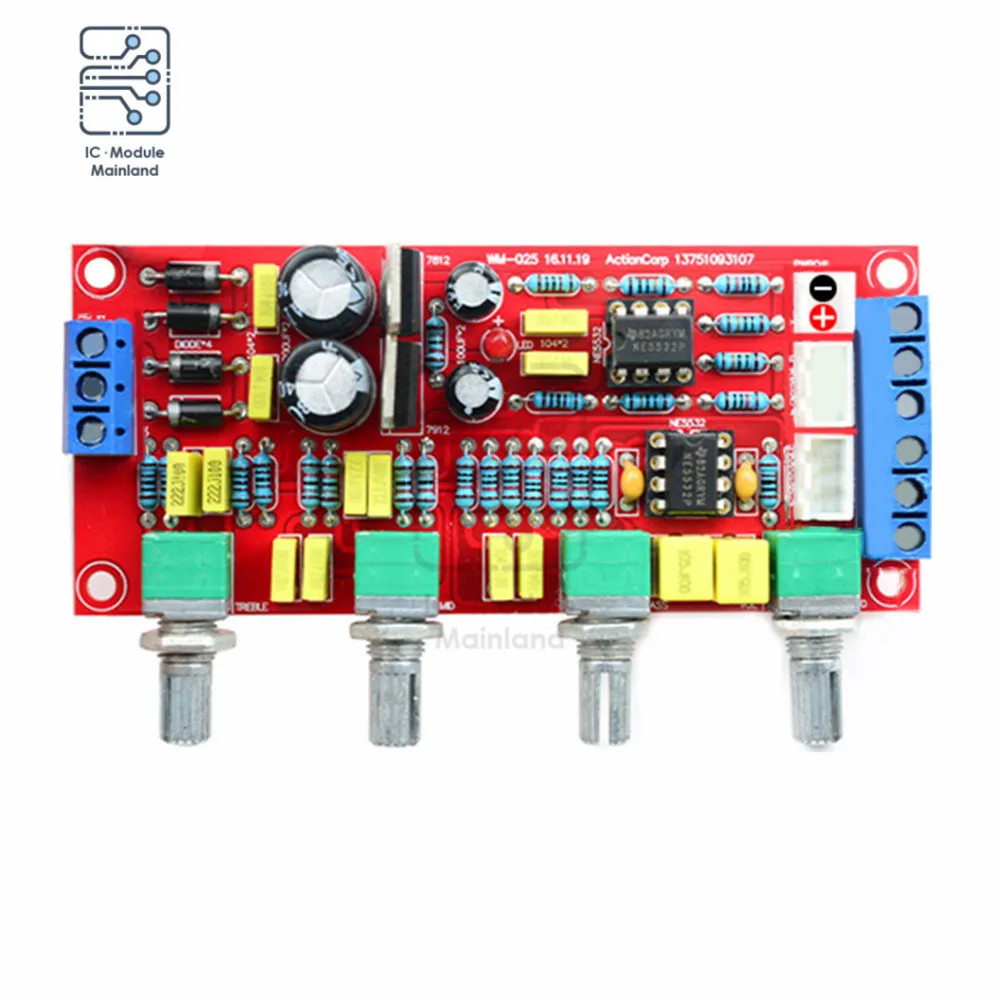 NE5532 Preamplifier High Bass High Potentiometer Tone Preamplifier Hi-Fi Amplifier Control Board Module for Diy Amplifiers