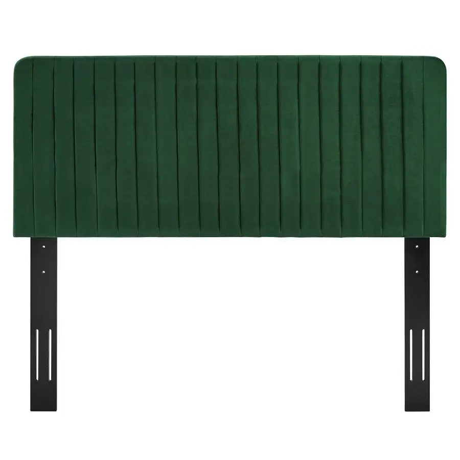 Milenna Channel Tufted Performance Velvet Twin Headboard in Emerald