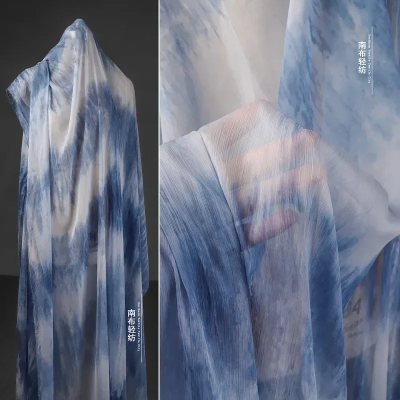 

Tie-dye Gradient Chiffon Fabric Thin By The Meter for Needlework Clothes Dress Shirt Skirt Diy Sewing Summer Anti-wrinkle Cloth
