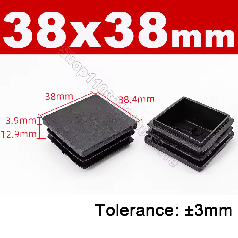 Black Square Pipe Tube Cap Plastic Tubing End Cover Glide Insert Blanking End Plugs Bung 10/13/15/16/18/19/20//22/23/25/28-200mm - Image 13
