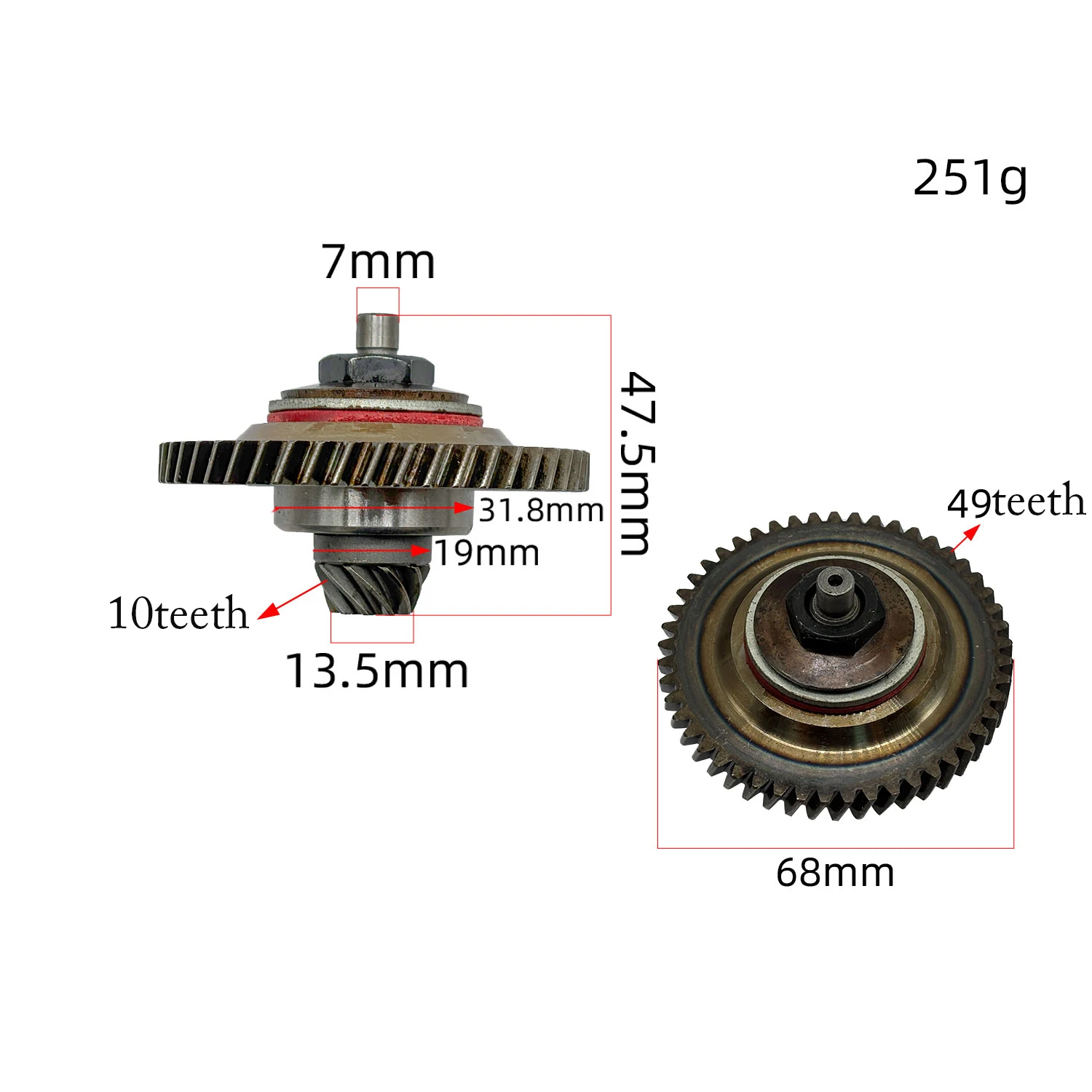 49 Teeth Steel Gear Assembly For Electric Drill, 30mm ID Dual Purpose Replacement Part, High Iron Gear Component