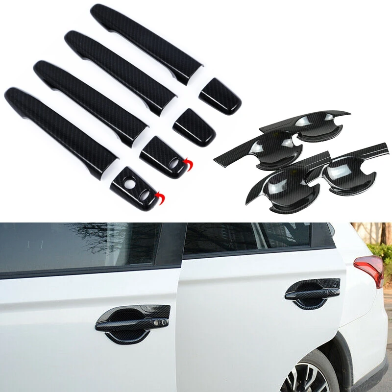 

For Mitsubishi Outlander 2016-2019 Car Exterior Door Handles Bowl Cover Carbon Fiber Style Catch Cap Sticker Overlays Protection