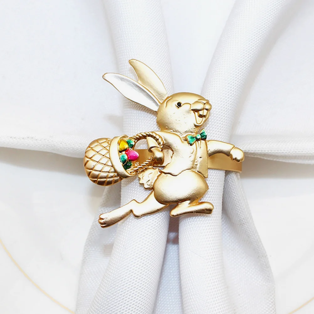 

4 Pcs Napkin Rings Adorable Bunny Shaped Alloy Buckles Elegant Table Decor Easter Themed Festive Home Restaurant Napkin