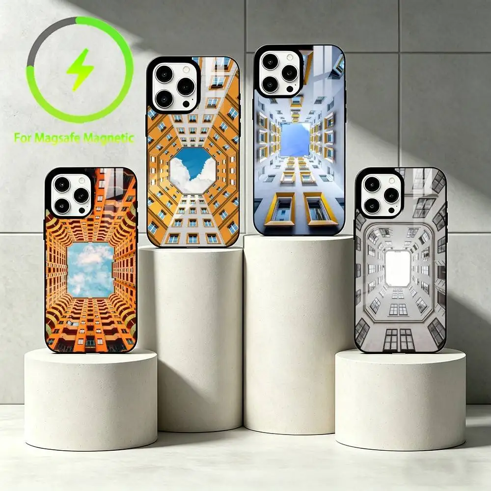 

A-Architectural photography Phone Case For iPhone 17 16 15 14 13 12 Pro Max Plus for Mirror Wireless Magnetic Cover