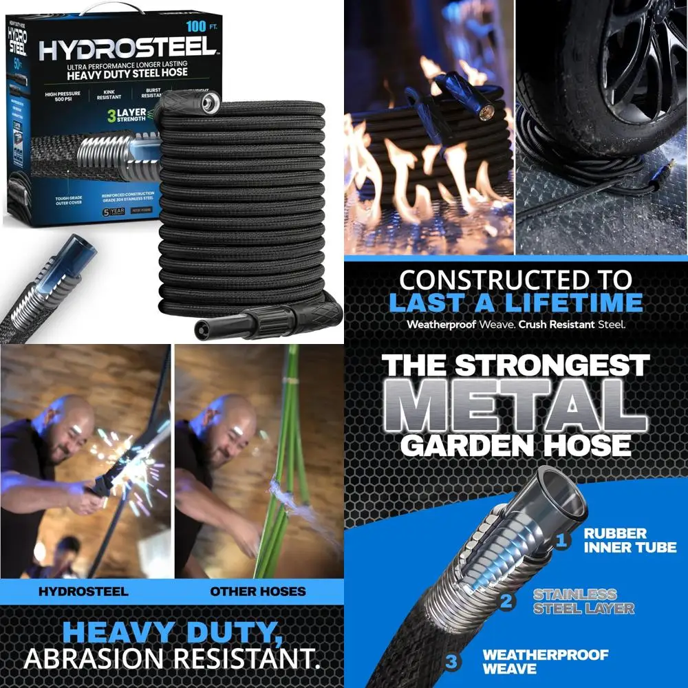 

Садовый шланг из нержавеющей стали на 100 футов — прочный, гибкий, легкий, устойчивый к ударам водяной шланг для наружного использования
