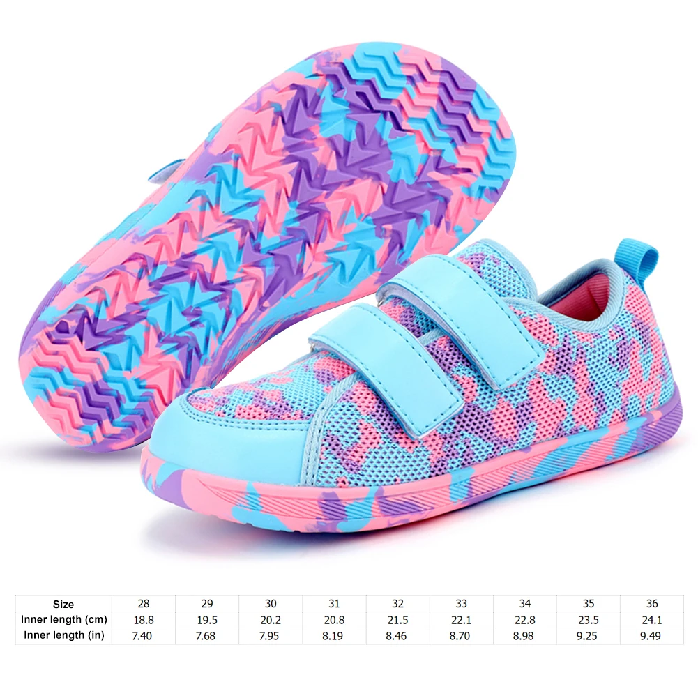 Kids Wide Barefoot Shoes Minimalist Sneakers Lightweight Mesh Walking Shoes Adjustable Hook and Loop Sneakers for Kids Toddlers