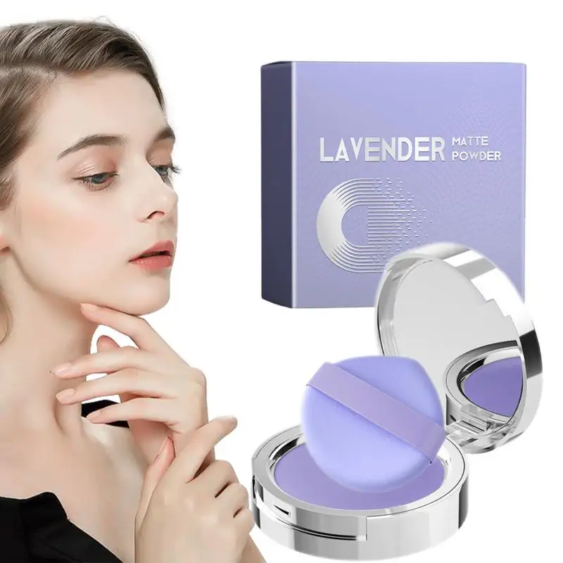 NEW Matte Face Powder Matte Lavender Oil Control Face Powder Long-Lasting Cosmetic Supplies With Mini Powder Puff For Women girl