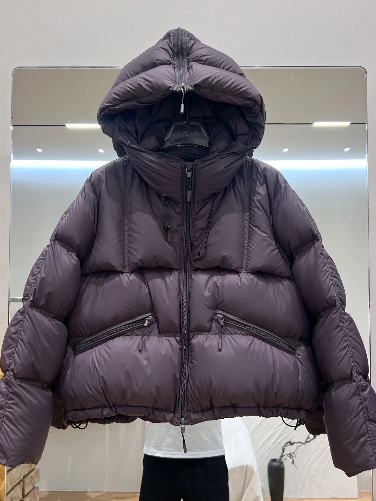 2025 جديد أسفل سترة المرأة الشتاء نفخة الثلوج الباردة مقاومة معطف قصير عصري سميكة الدافئة مقنعين الأبيض بطة البخاخ سترات #3