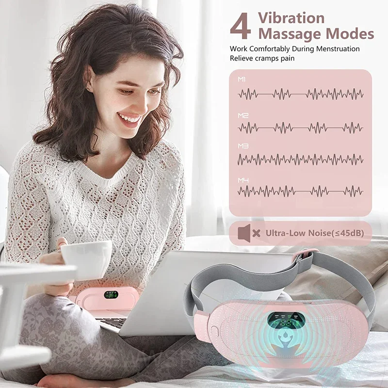 Electric Warm Palace Belt Menstrual Heating Vibrating Waist Band Abdominal Stomach Cramp Massage Tool Hot Compress Relief Pain