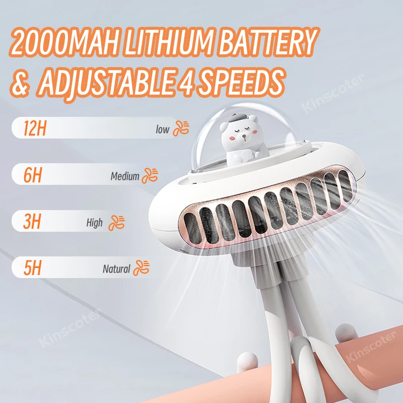 KINSCOTER Stroller Fan Portable Flexible Tripod Clip-on Fan 4 Speed Handheld Personal Fan For Car Seat Crib Bike Treadmill