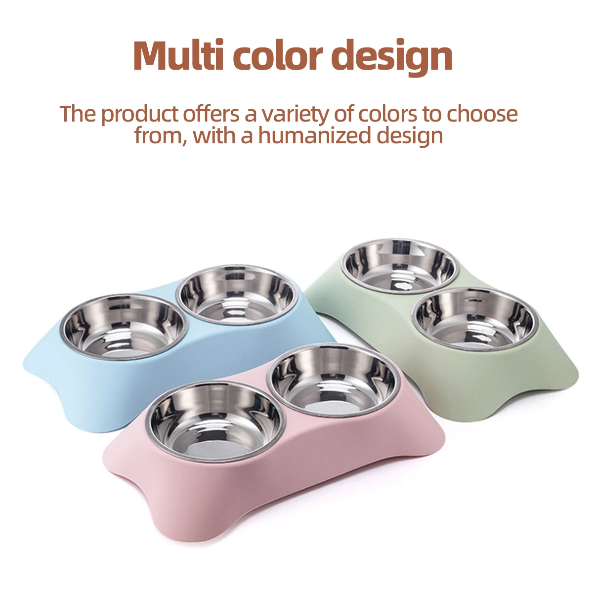 

1PC Pet Stainless Steel Double Bowl Cat and Dog Bowl Cat Food Dish Dog Food Dish Anti-Spill Feeder and Waterer, Dual-Purpose Pet