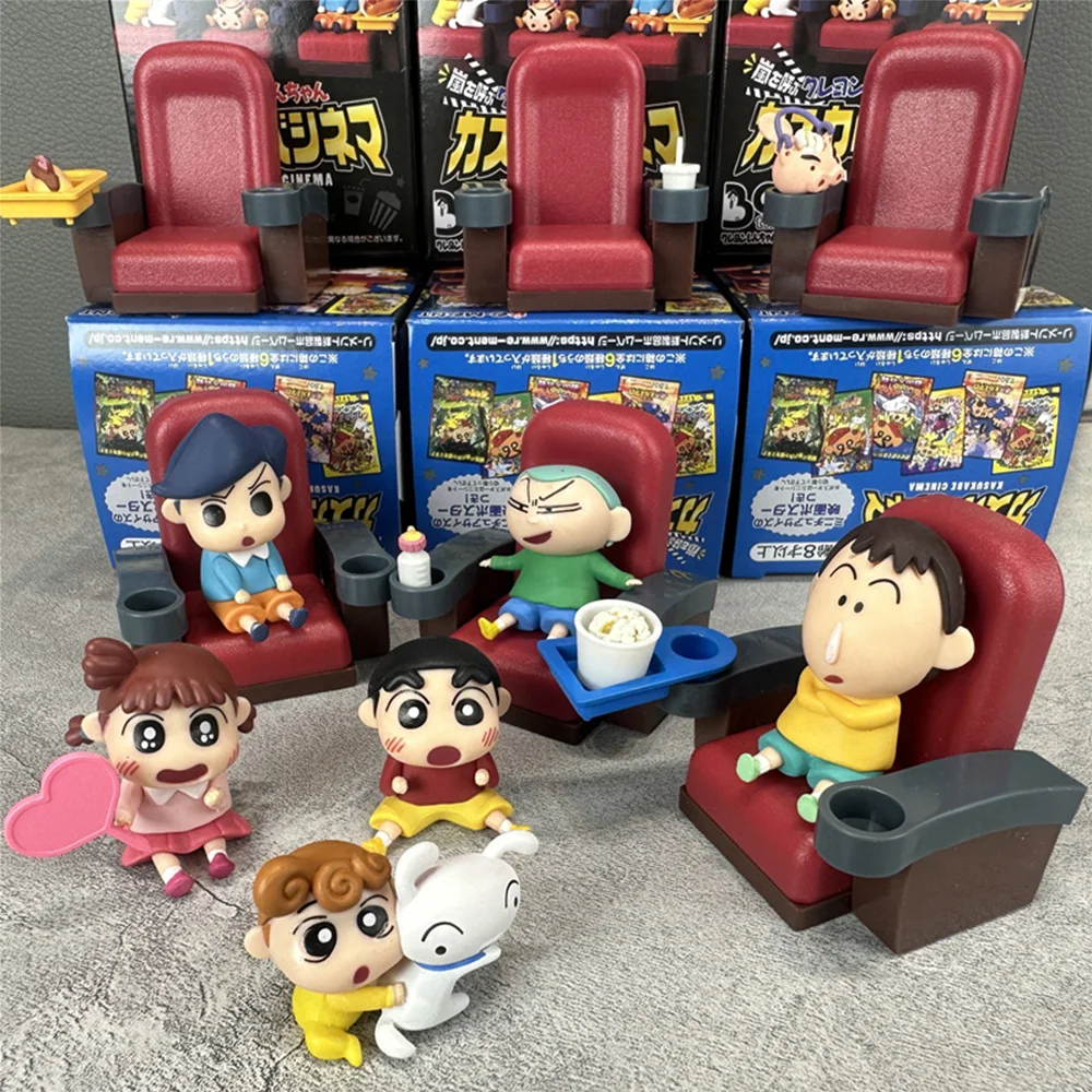 Crayon Shin-chan Watching Movies Cartoon Toy Cinema Decoration Kawaii Toy Anime Figures Assembly Toys Children Ornaments Gifts