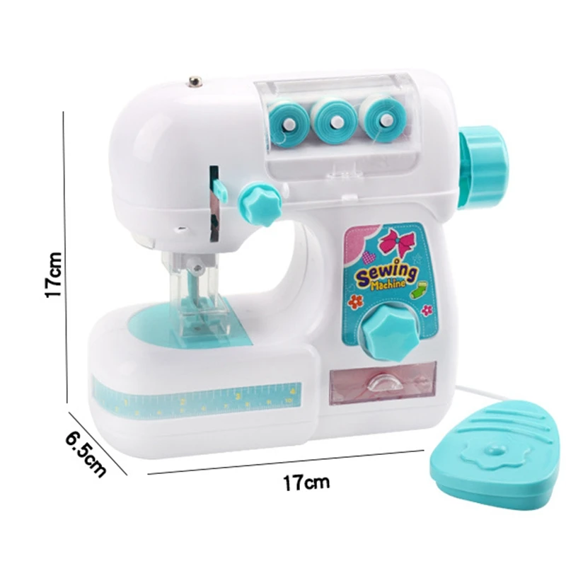 Mini máquina de costura infantil elétrica tamanho médio estilo costura kit artesanato brinquedos simulação brinquedo interessante para crianças