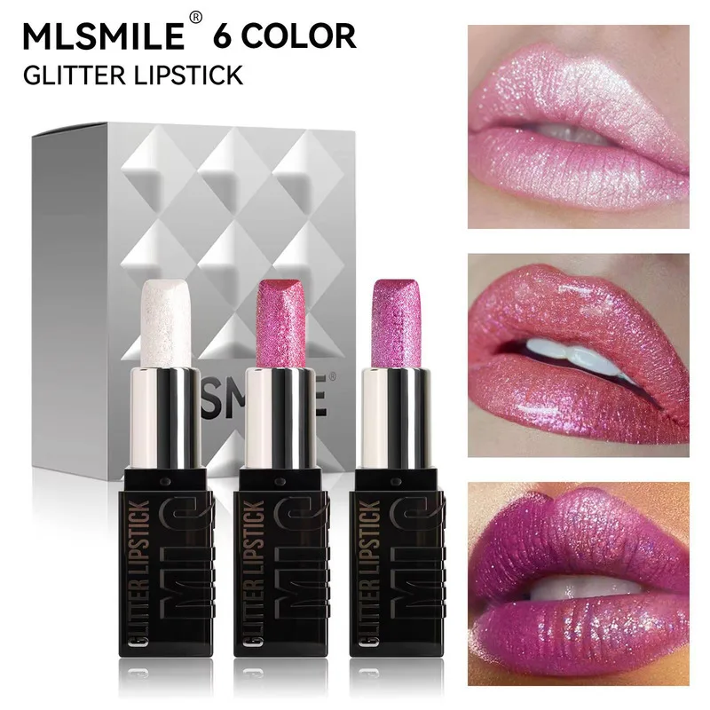 

MLSMILE Lipstick Women's 3 Pcs Set Waterproof Non-stick Cup Glisten 6 Color High-grade Lipstick Gift Party Evening 2025 New