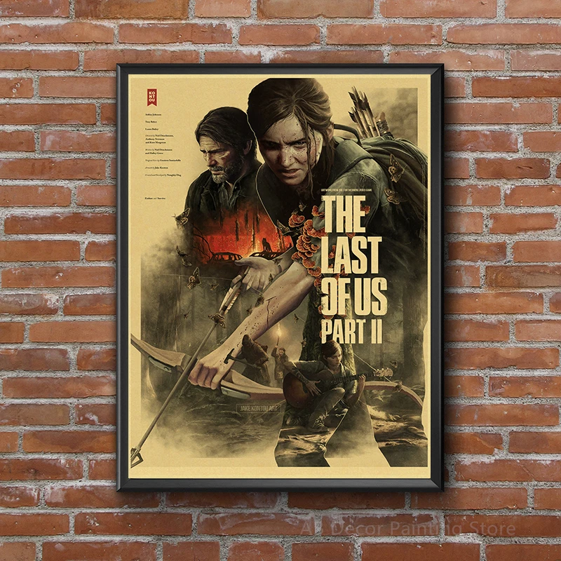 Hot The Last of Us Part 1 2 Poster Abby Ellie Retro Kraft Paper Prints Vintage Home Room Bar Cafe Club Decor Art Wall Painting