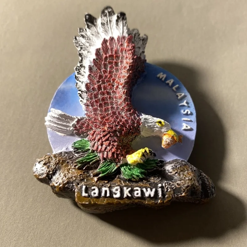 ماليزيا، جزر لانجكاوي، ثلاثية الأبعاد الإبداعية، النسور الحيوانية، الهدايا التذكارية السياحية، الحرف اليدوية، مغناطيس الثلاجة
