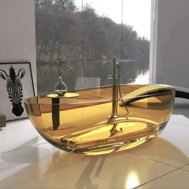 

Bathtub, Transparent Custom Colors, Freestanding Tub, 1.7M Oval Portable, Soaking Bath, Modern Hotel SPA Bathroom Sanitary Ware
