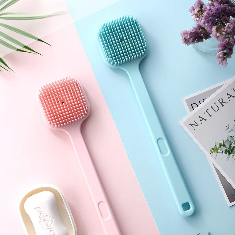 

Силиконовая щетка для ванны с длинной ручкой, домашняя ванная комната, массажная щетка для мытья спины, двусторонняя отшелушивающая щетка для дезактивации, ванны