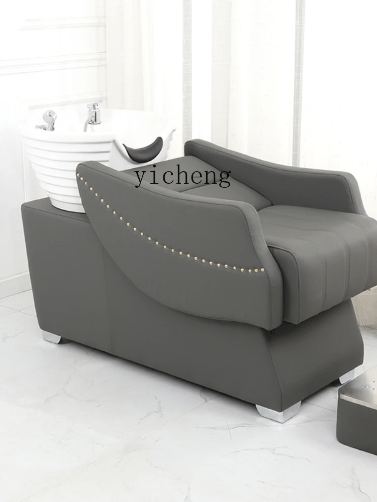 XL Shampoo Chair Barber Shop Hair Salon Flushing Bed Ceramic Basin Lying Half