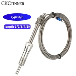 M12 Type K/E Compression Spring Shielded Wire Thermocouple Temperature Sensor For Temperature Controller Cable 1m/2m/3m/4m/5m