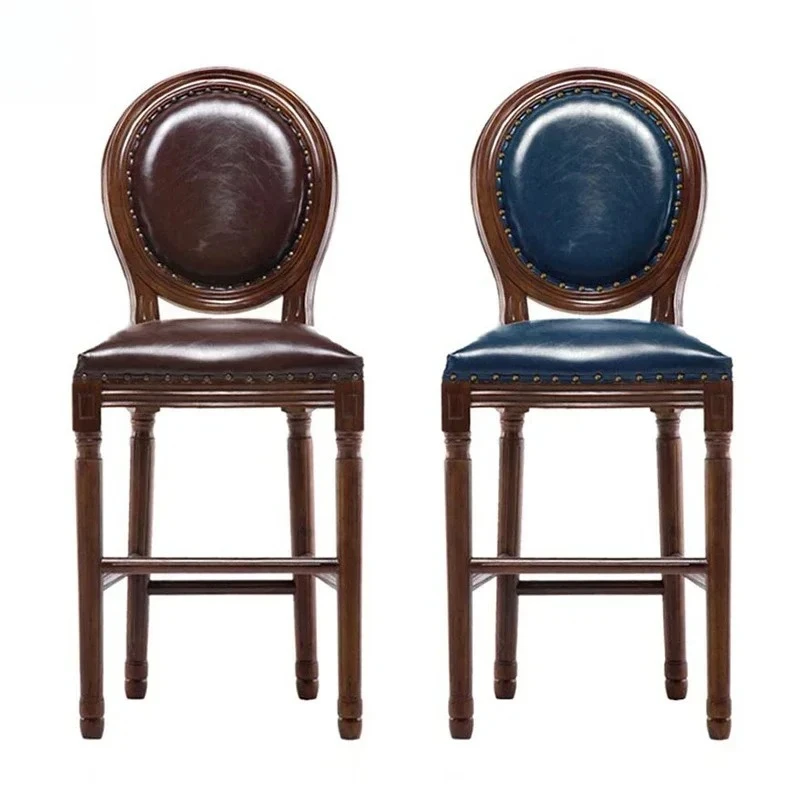 

American solid wood bar chair backrest creative bar chair bar furniture home European kitchen high chair simple retro stool