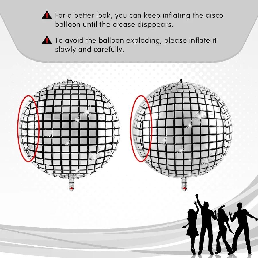 Discokugel-Luftballons mit Stern-Luftballons, 55,9 cm, metallischer Silberfolienballon für Disco-Party-Dekoration, Geburtstag, Bachelorette, Neujahr