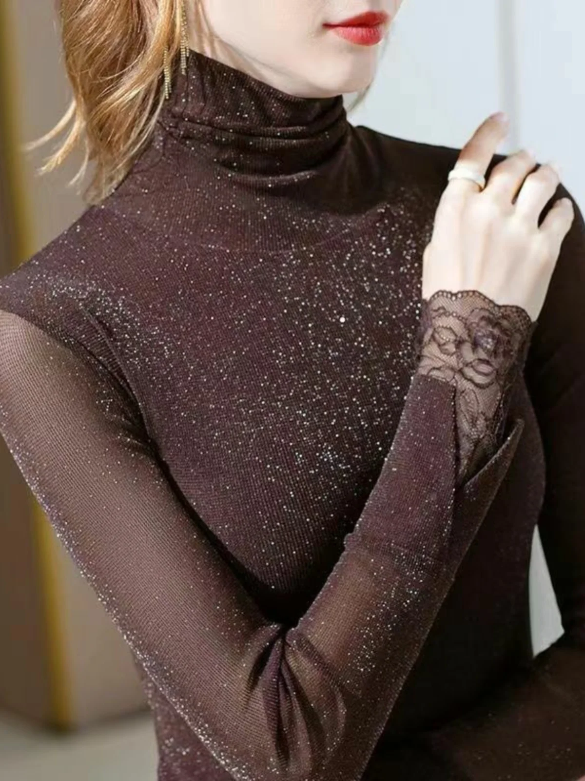 ファイオナブル フェイス ライニング ミー ベース T イート レース トリム ハイカラー レディース トレーニング スリーブ デイリーウェア ユニバーサルフィット セブン スリ...