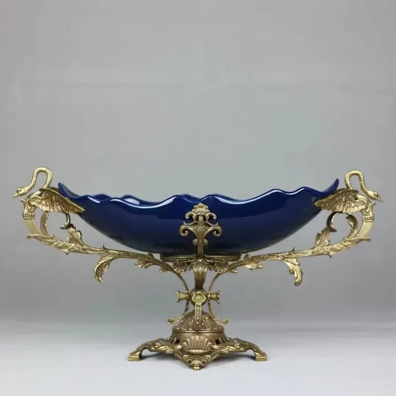 European Style Copper Inlaid Ceramic Vase Jingdezhen Antique Porcelain Vase Decoration Classical Vase Collection