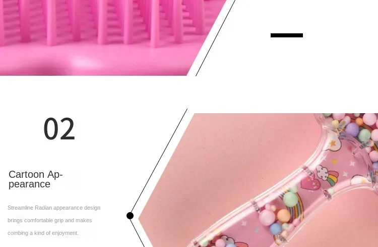 Star Magic Combs Antistatische Massage-Einhorn-Haarbürsten, Tangle Detangle Duschmassage-Haarbürste, speziell für Echthaar-Perücken – Detail 5
