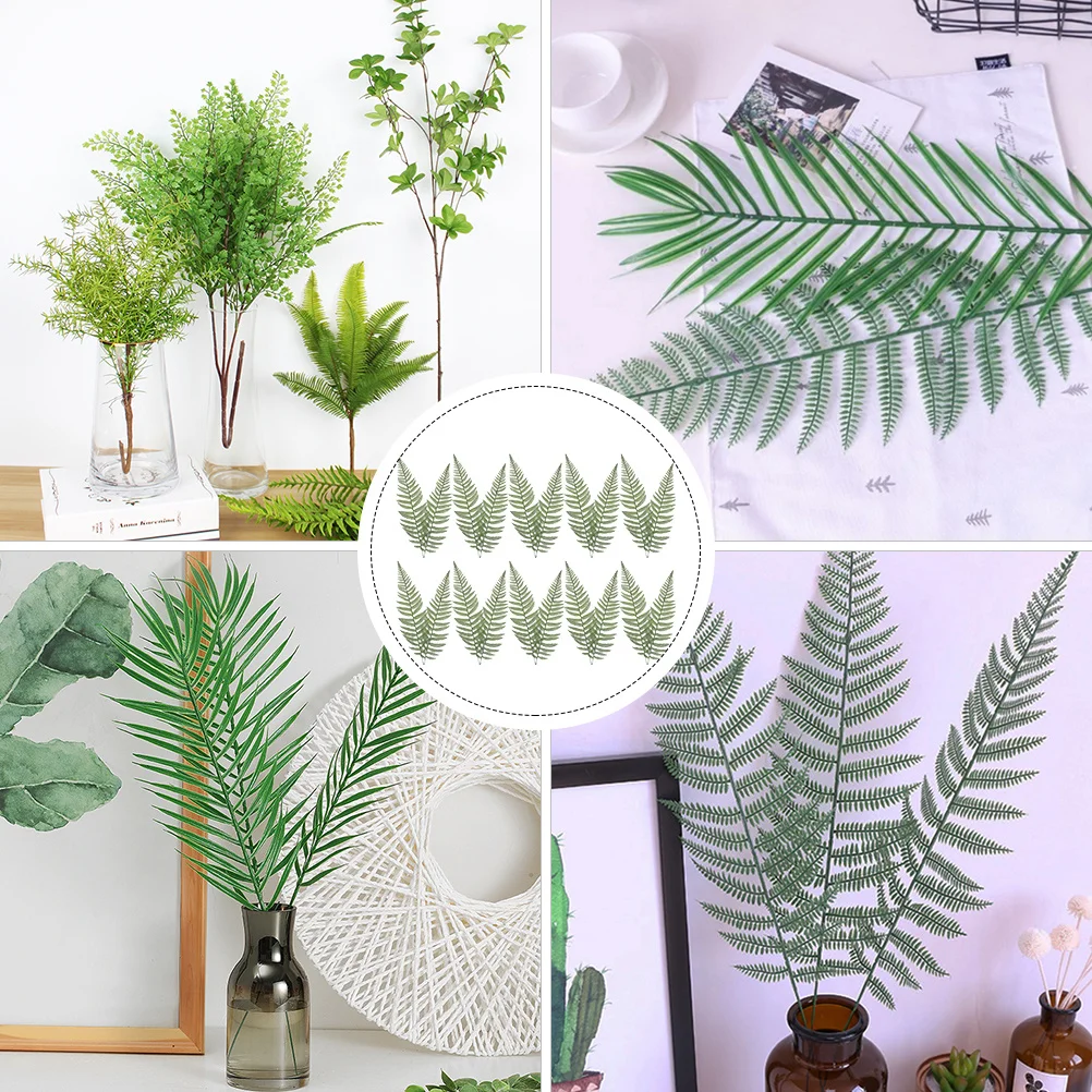 

20Pcs Fake Leaf Decorations Simulation Green Branch Leaf Natural Color Plant Ornaments for Wedding Home Office Party Decoration