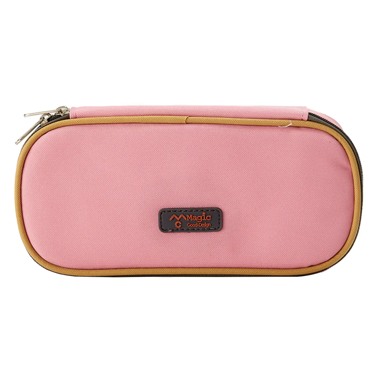 여행용 더블 지퍼 캔버스 파우치, 대용량, 간단한 다기능, 어린이 성인 필통, 학교 사무실 학생