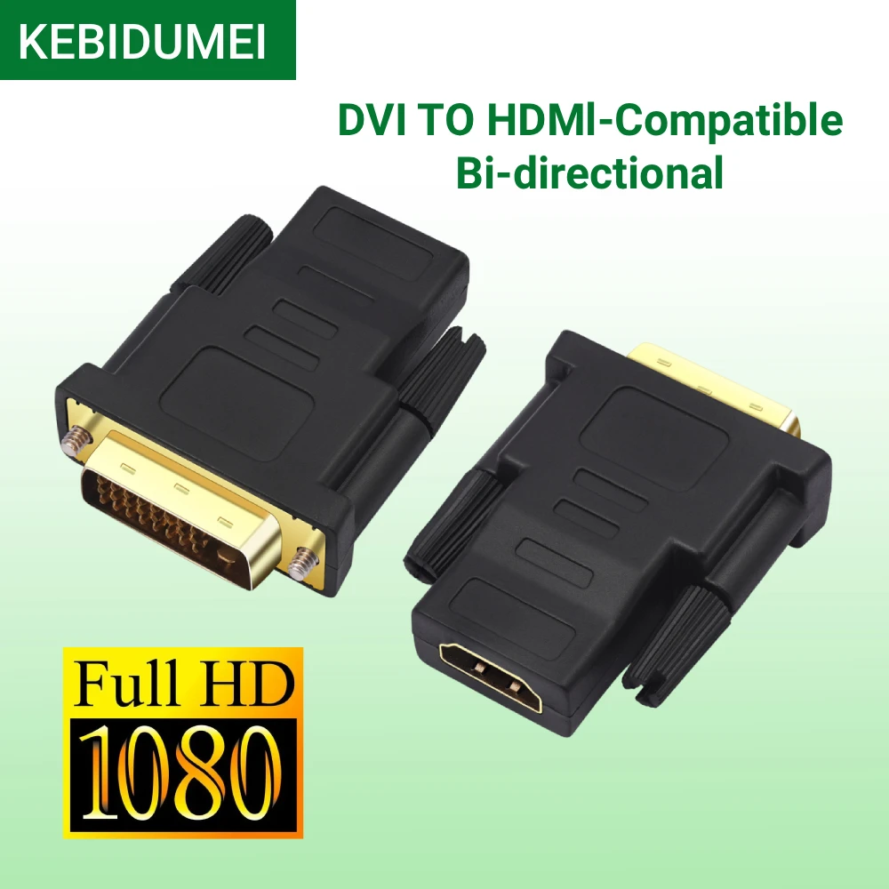 KEBIDUMEI DVI to HDMI-Compatible Adapter DVI Male to Female Bi-directional Connector Converter for PS3 Projector Laptop TV Box