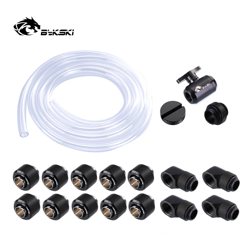 Bykski Fitting Kit use Soft Pipe Hand Compression Connector Joint +  Hose Tube + Switch Water Cooling Accessories Fitting