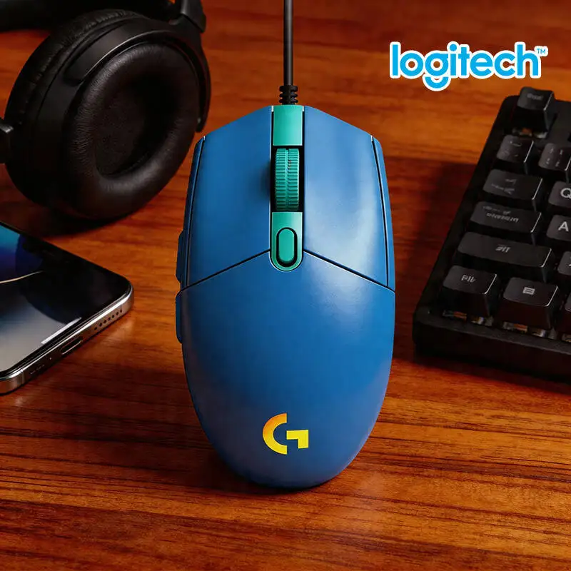 Logitech G203 LIGHTSYNC Mouse Gaming Wired 8000 DPI Sensor 16.8M RGB Colors 6 Buttons 2.1m Cable Wear-Resistant Cord