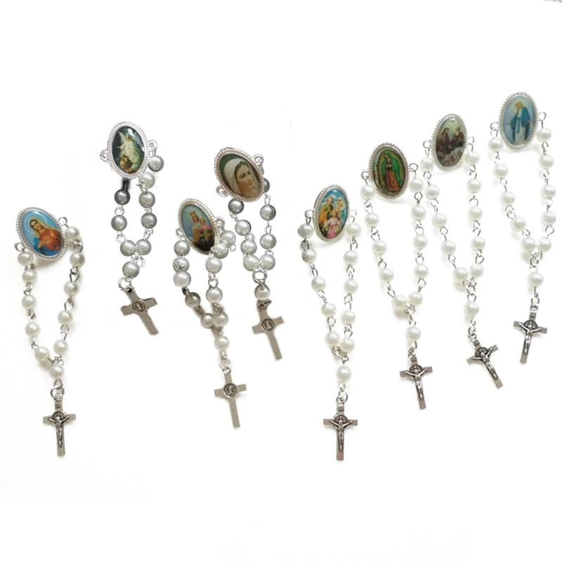 Christian Rosary Brooch Catholic Religious Gifts Pendant Brooch Lapel Pin