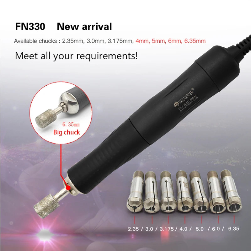 2つの手研磨用のマイクロモーター,90000rpmの高回転マニキュアマシン,木製の石,150W fn330