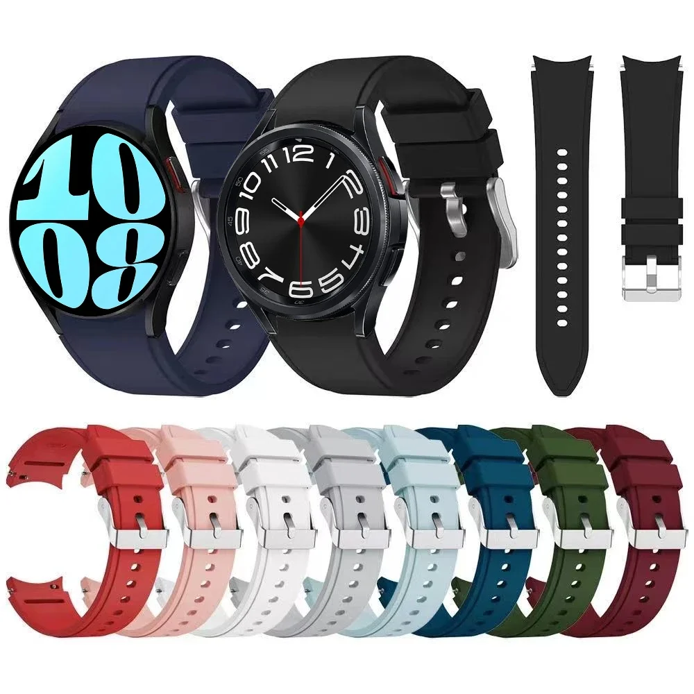 

20MM Silicone Strap for Samsung Galaxy Watch 7 6 5 4 44mm 40mm 5 Pro 45mm Bracelet Wristband For Watch 6 Classic 47mm 46mm Belt