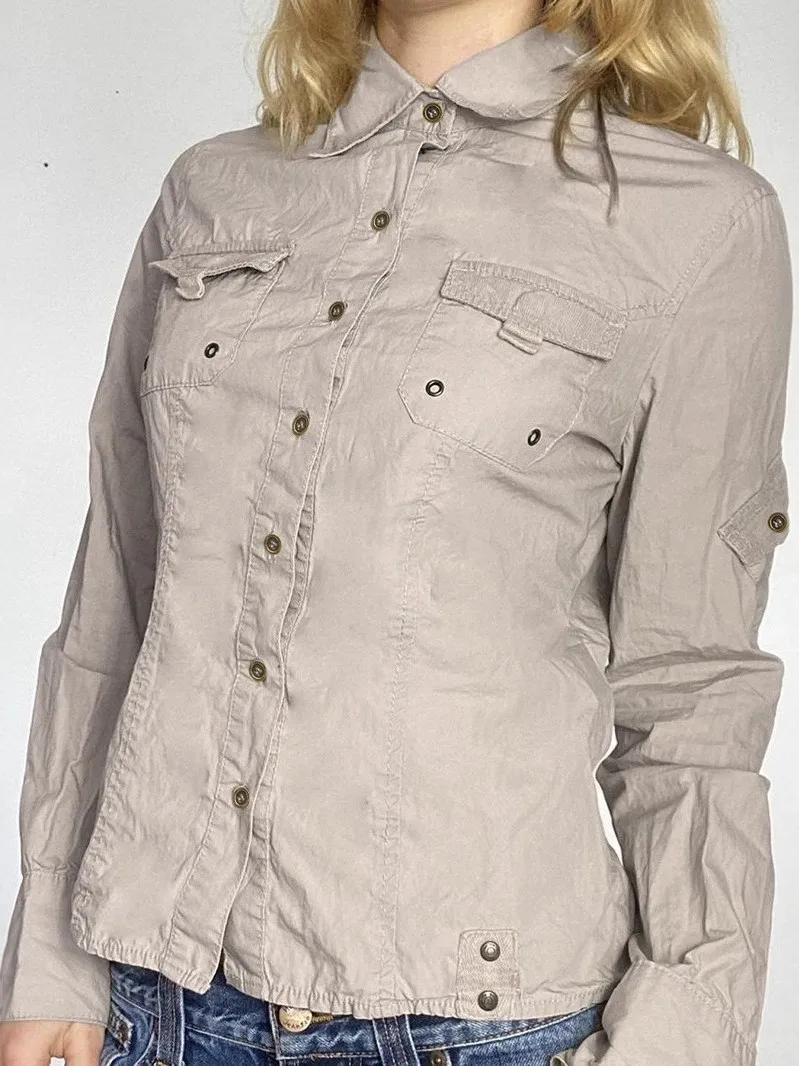 

Button ort Sve Waist Cinching Cardigan PU Leather Fce Lined Long Sve Workwear Sle Women's irt for Teen Girls