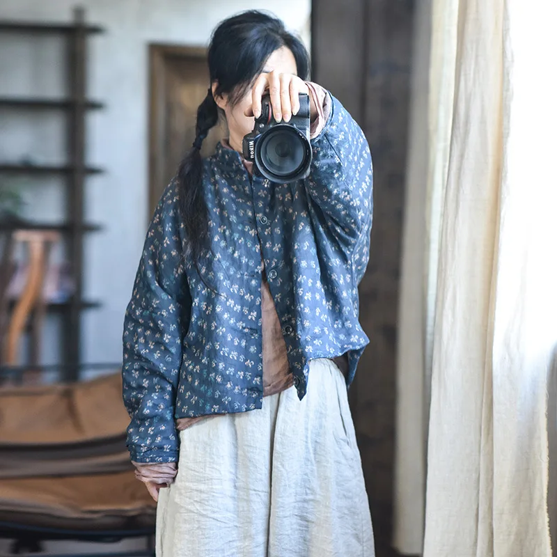 

Женское винтажное пальто с принтом Ramie, стеганое пальто, парки Ramie, женские осенне-зимние топы, женская теплая верхняя одежда 2025 года, Feminina