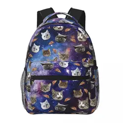 Space Cat Heads Kids Backpack Women Teenagers Schoolbags Travel Laptop Backpack 16inch