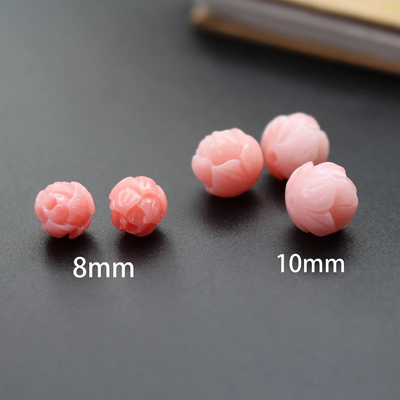10mm Geschnitzte Lotus-Perlen Künstliche Korallenblumen Mehrfarbig für Schmuck Armband Halskette Herstellung DIY Handwerk Lose Perlen – Detail 11