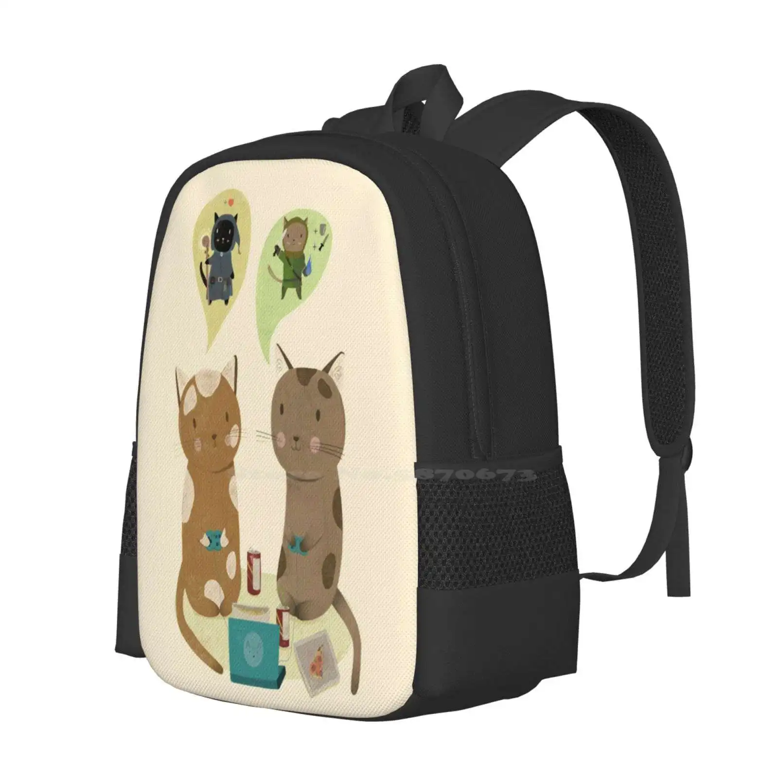 Geek Cats School Bags For Teenage Girls Laptop Travel Bags Geek Cats Fantasy Rpg Hobby Freetime Animal Pet Cat Lover Games