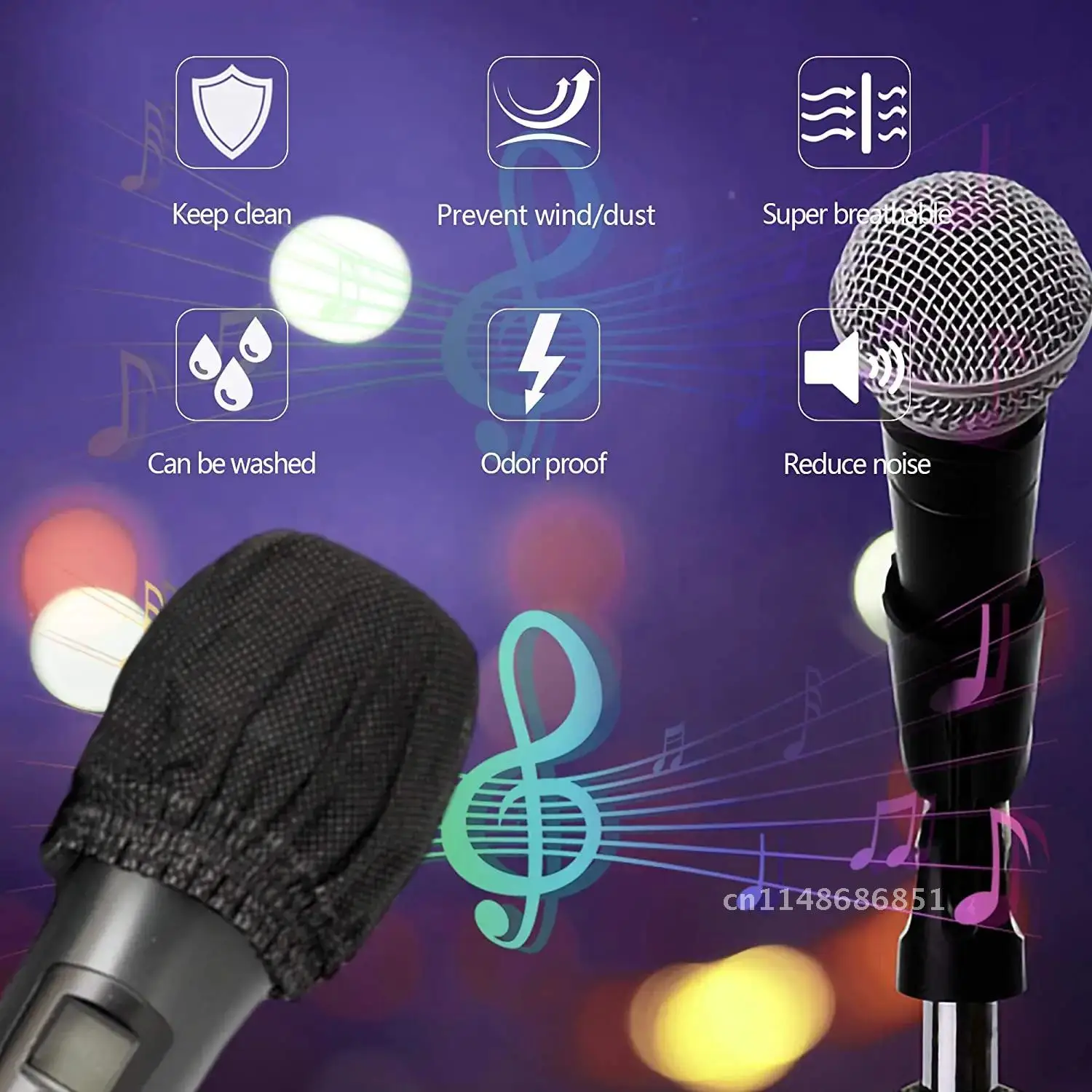 Non-Woven Disposable Microphone Cover, Windscreen Mic Covers Clean and No-Odor, Protective Cap Perfect Removal Cover