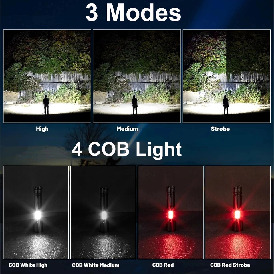 100000000LM Super Powerful Flashlight USB Rechargeable LED Flashlights Military Tactical Flashlight Zoomable Lantern Waterproof